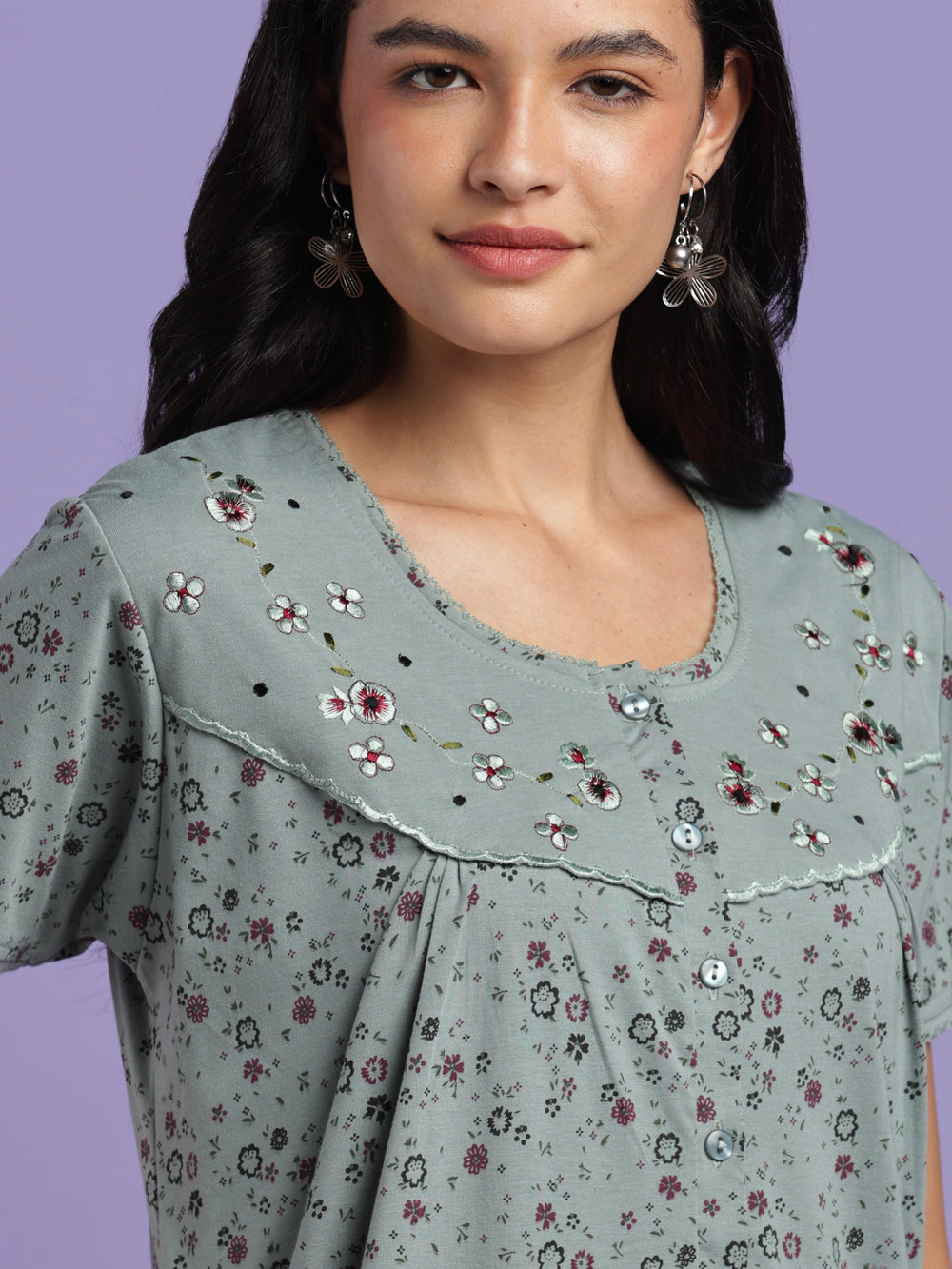 Sage vine cotton blend nightwear for women online