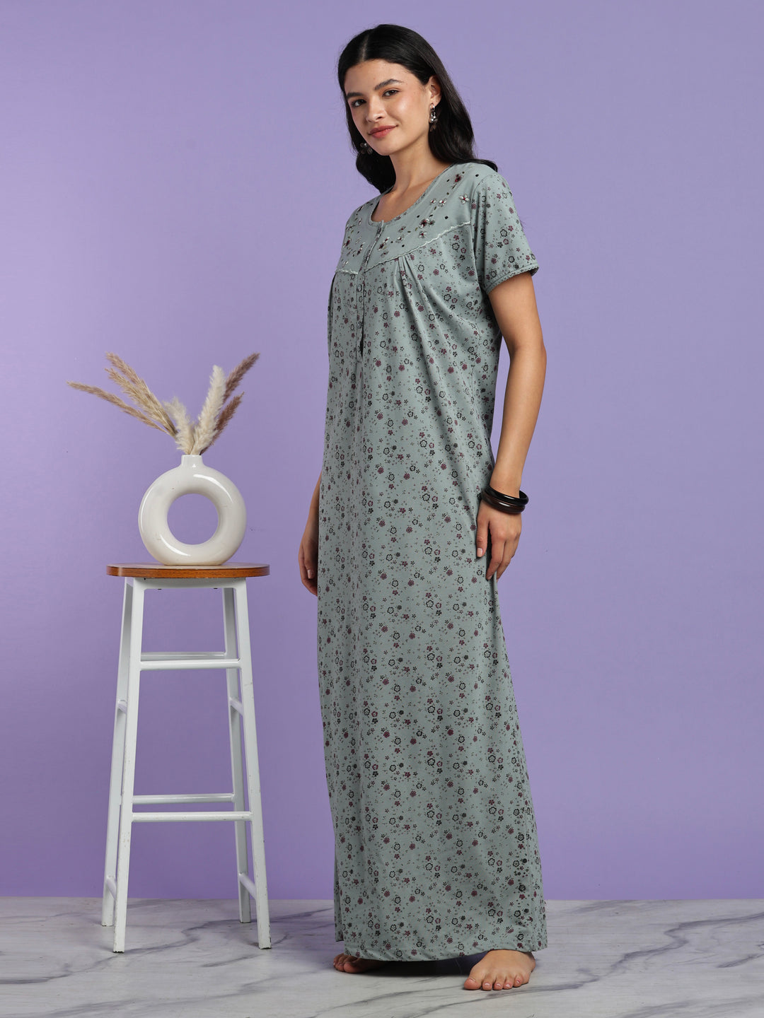 Sage vine cotton blend nightwear for women online