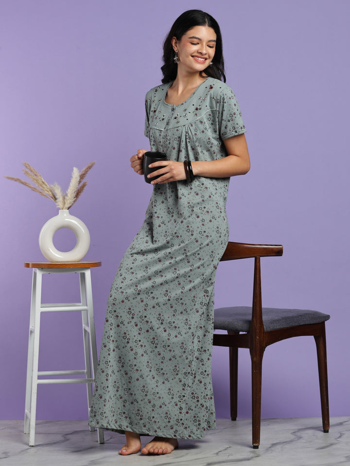 Sage vine cotton blend nightwear for women online