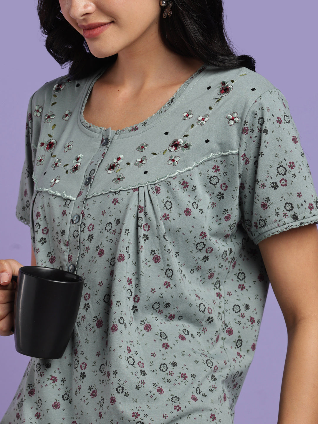 Sage vine cotton blend nightwear for women online
