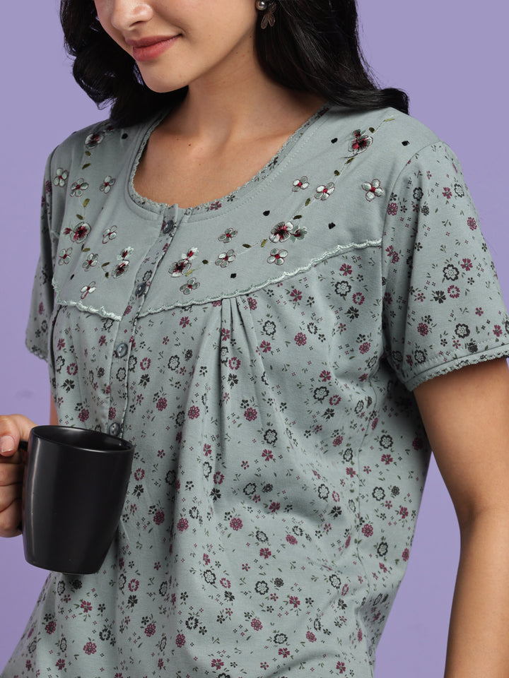 Sage vine cotton blend nightwear for women online