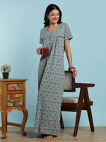 Sage Sprig Print Cotton Blend Designer Nighty for Women