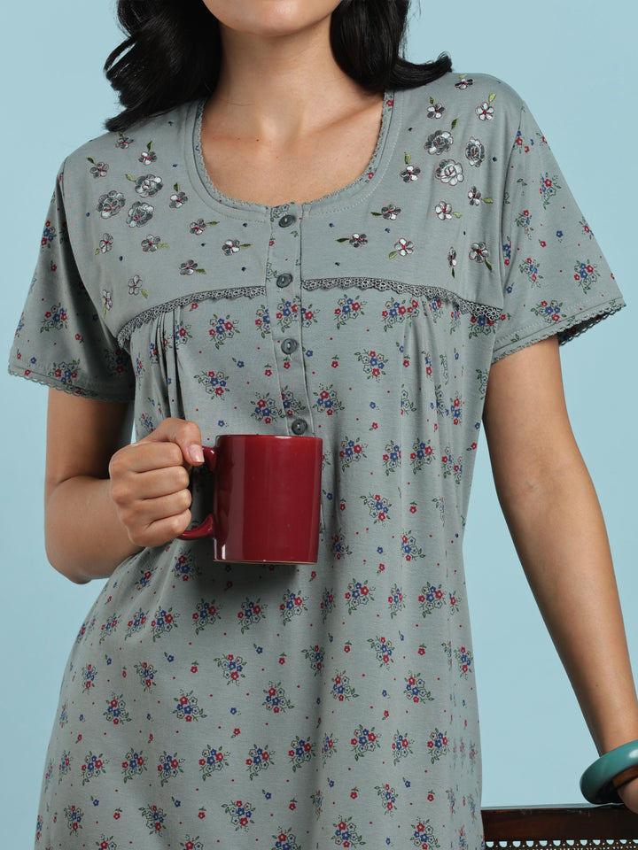 Sage sprig cotton blend nightwear for women online
