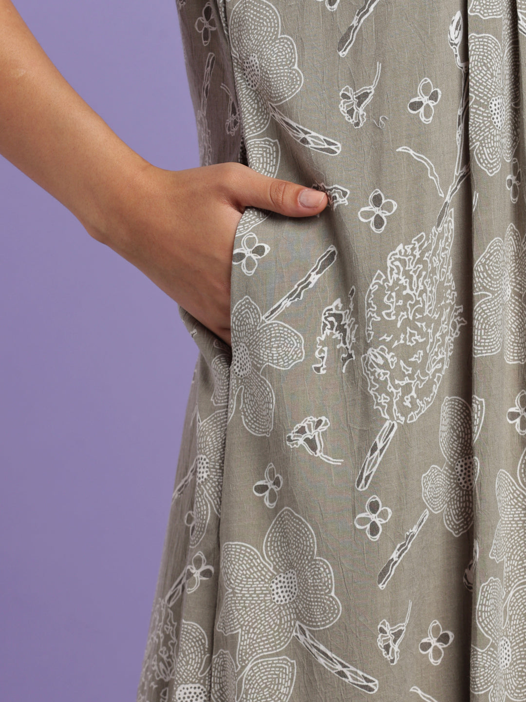 Sage floral cotton crush designer nighty for women