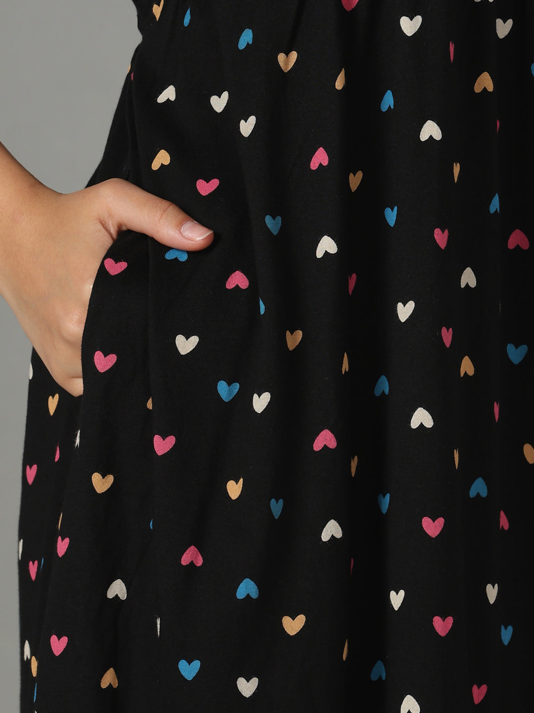 Black hosiery cotton maternity short nighty for women