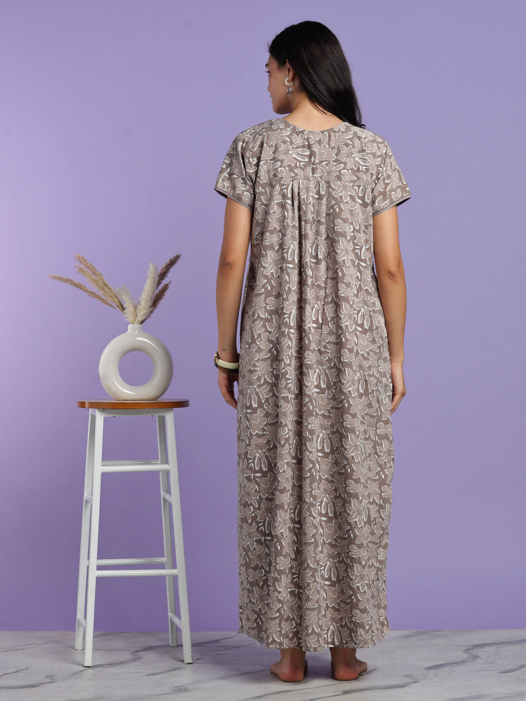 Mocha crush cotton floral nighty for women online