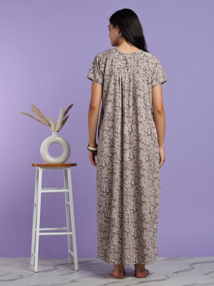 Mocha crush cotton floral nighty for women online