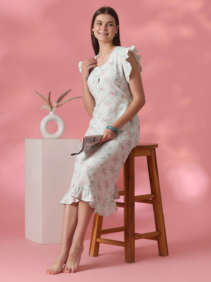Bamboo feel A line nighty dress for women online