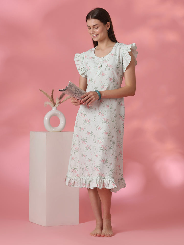 Bamboo feel A line nighty dress for women online
