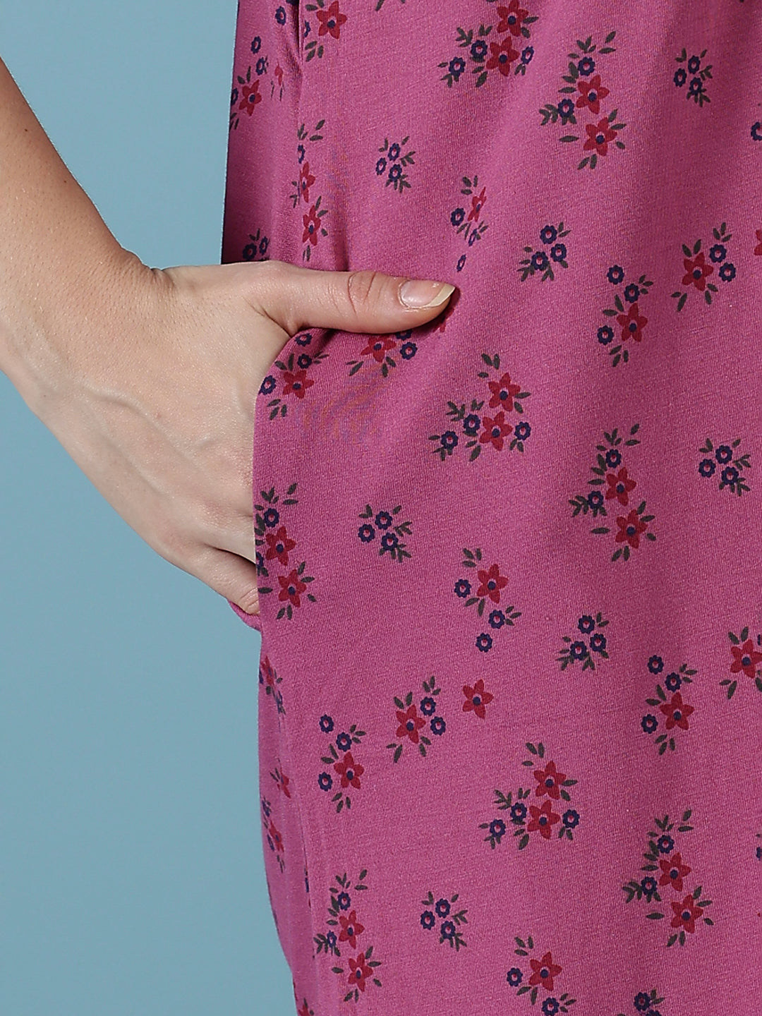 Rose floral daily wear soft sleepwear for women