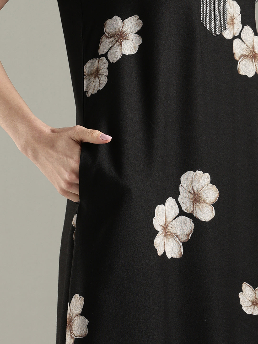 Alpine floral a line dark black nighty for women