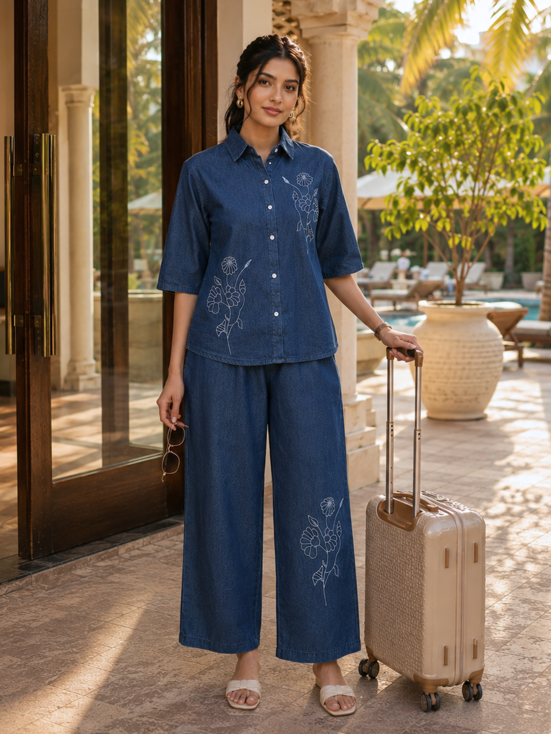 Denim co ord set for women comfy travel outfits