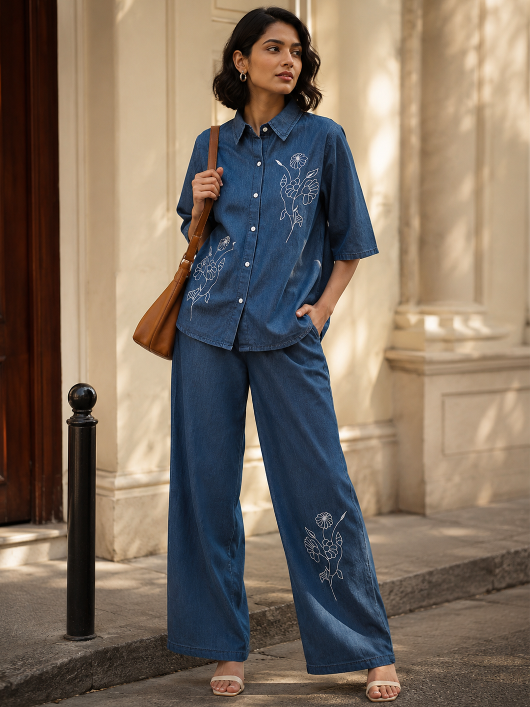 Premium denim co ord set for women smart casual wear