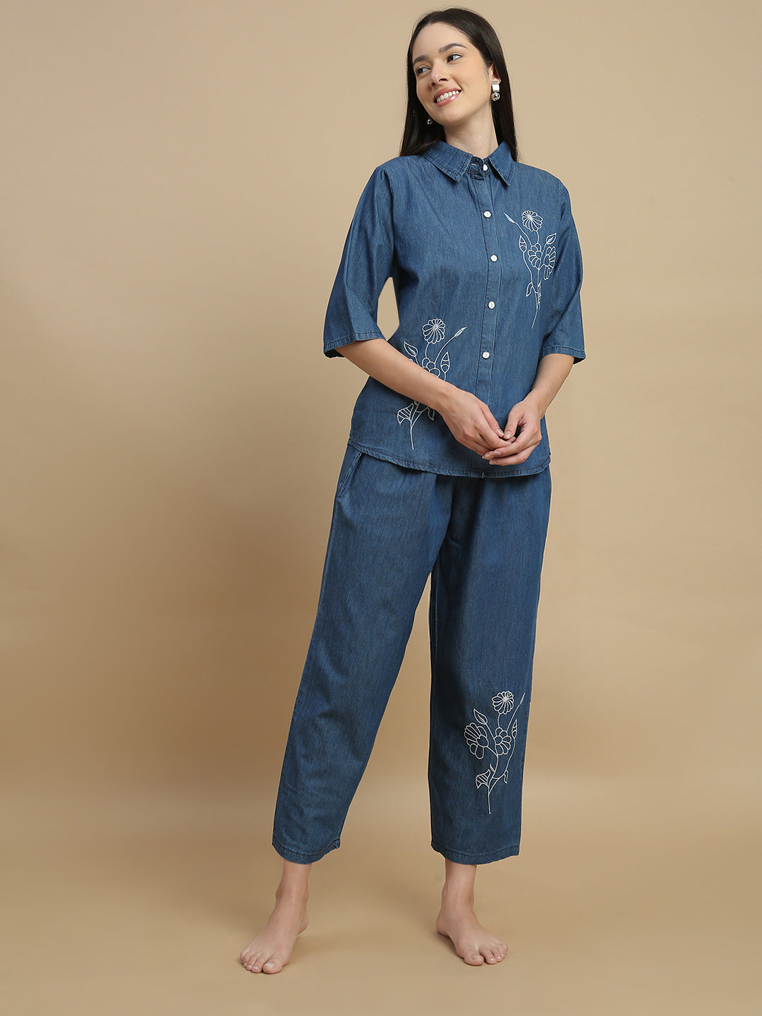 Premium denim co ord set for women smart casual wear