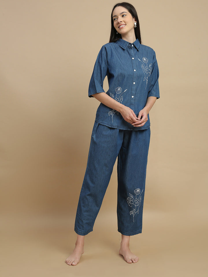 Premium denim co ord set for women smart casual wear