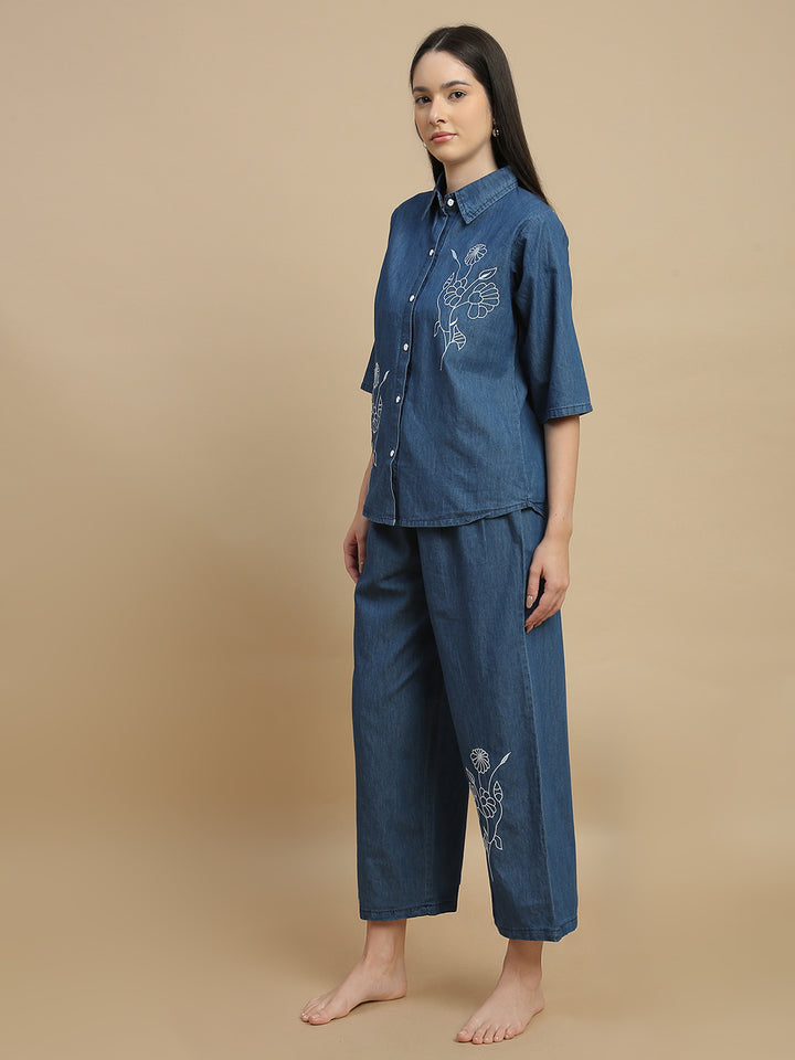 Premium denim co ord set for women smart casual wear