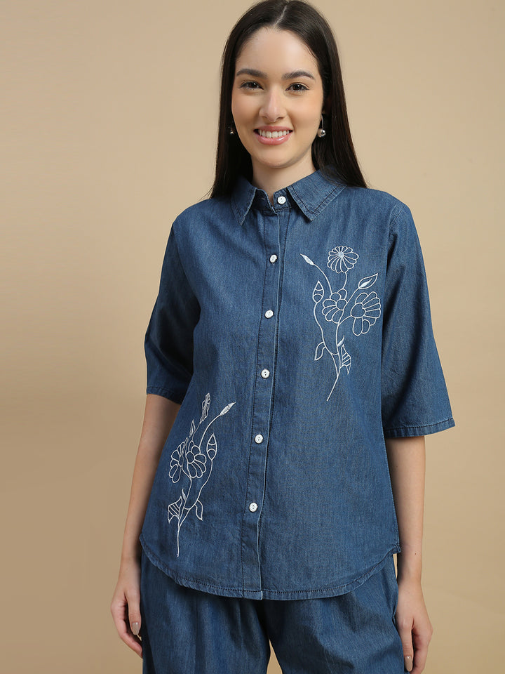 Premium denim co ord set for women smart casual wear