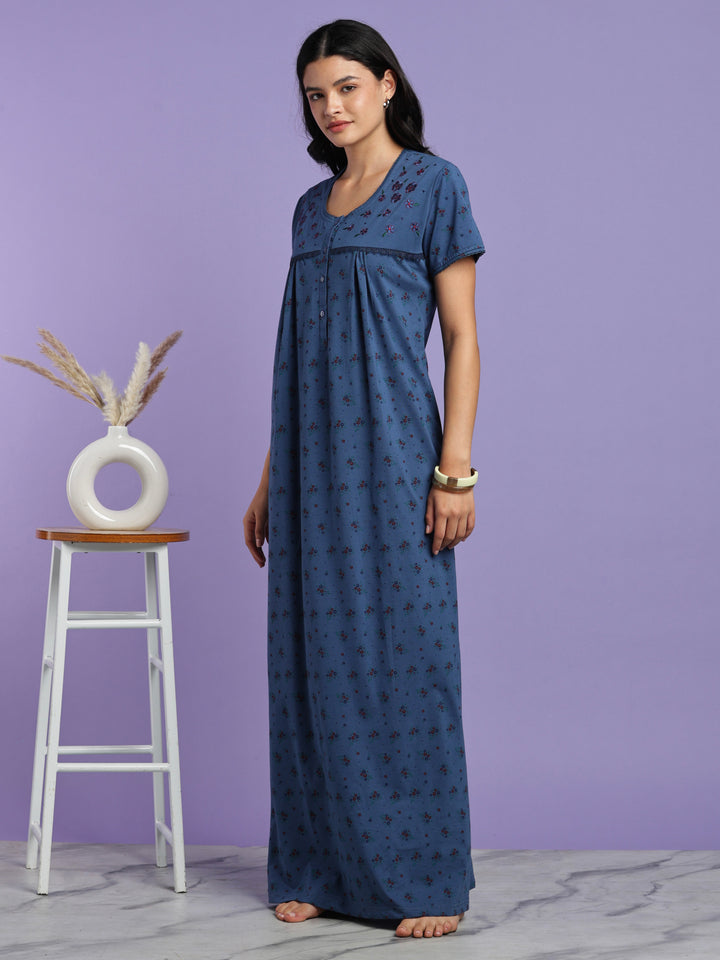 Denim sprig cotton blend nightydress for women online