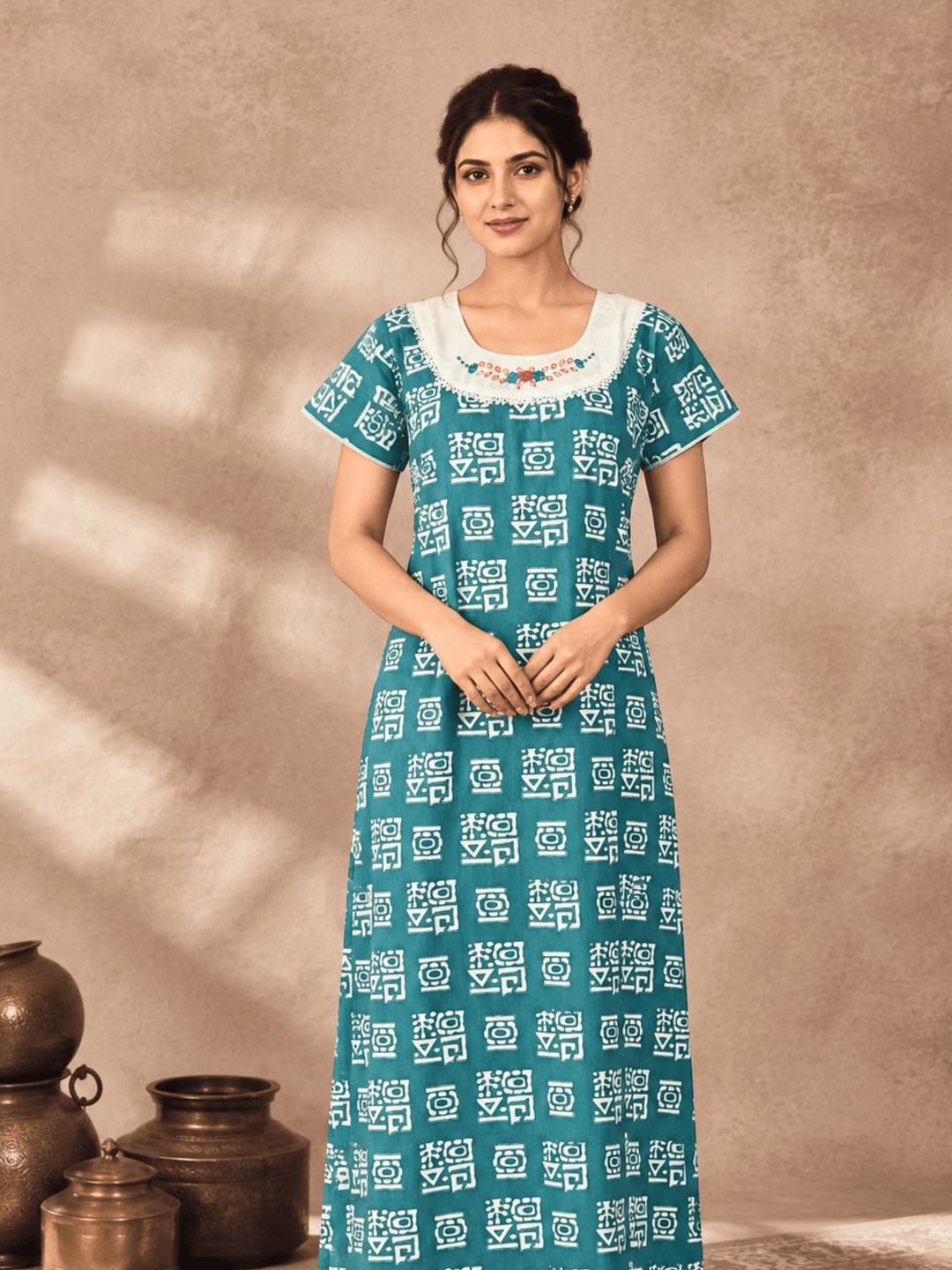 Pure cotton designer nighty dress for women online