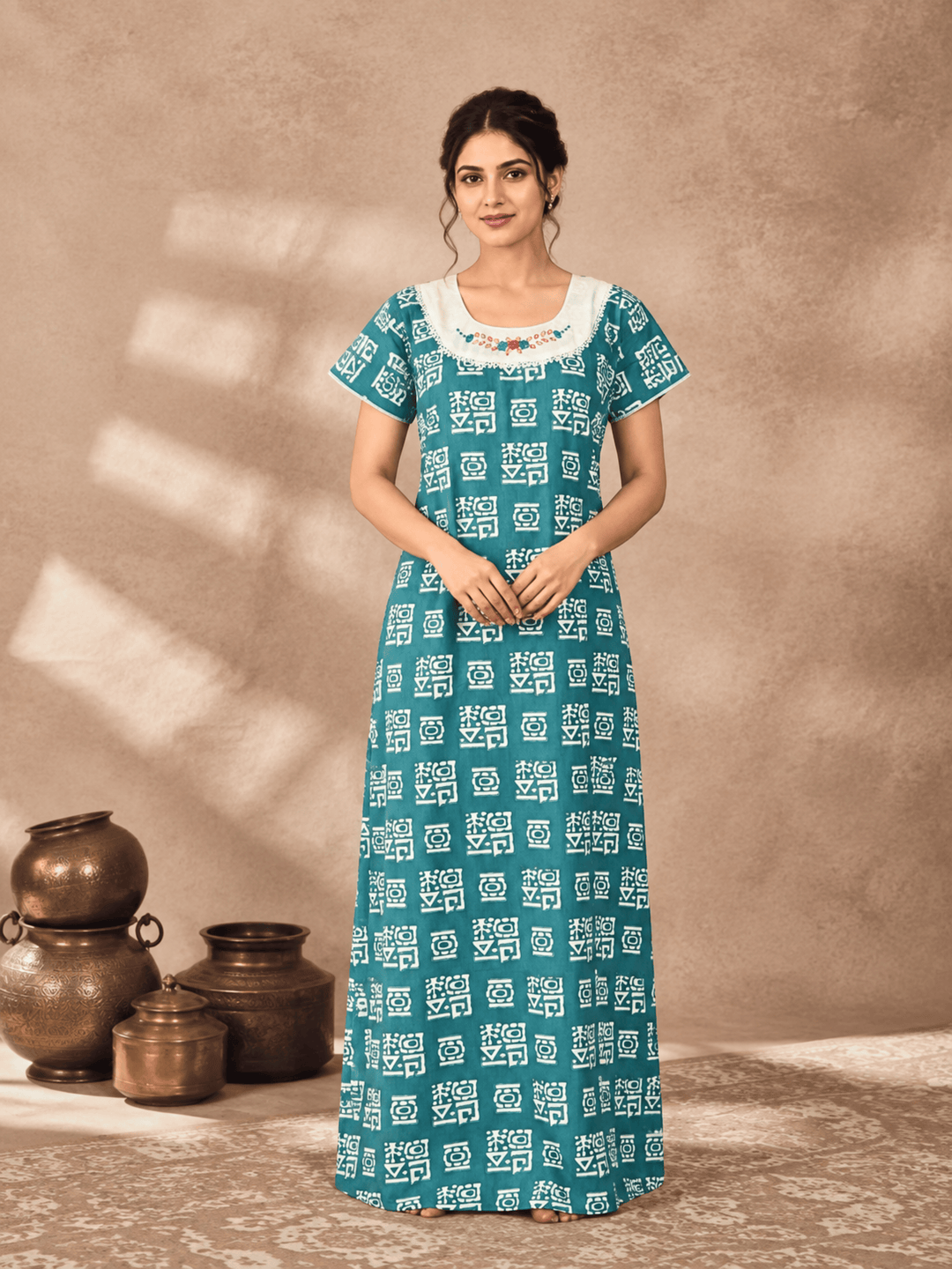 Pure cotton designer nighty dress for women online