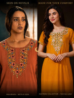 Raatrani Mustard Yellow Alpine Nighty - Luxurious Embroidery & All-Season Comfort