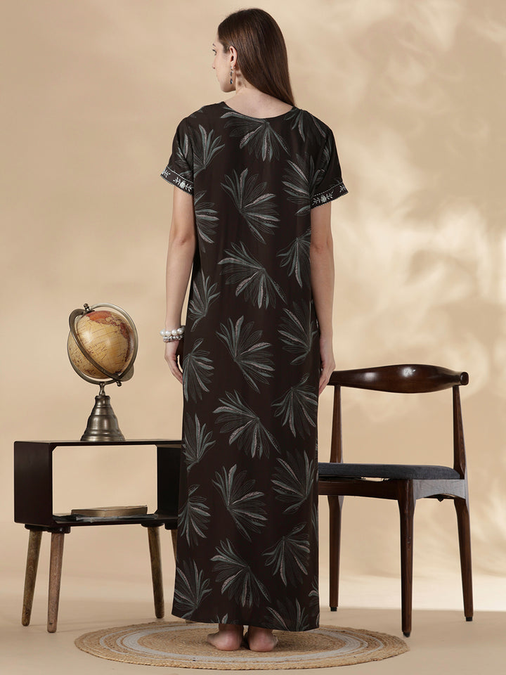 Dusk olive alpine floral cozy feeding nighty for women