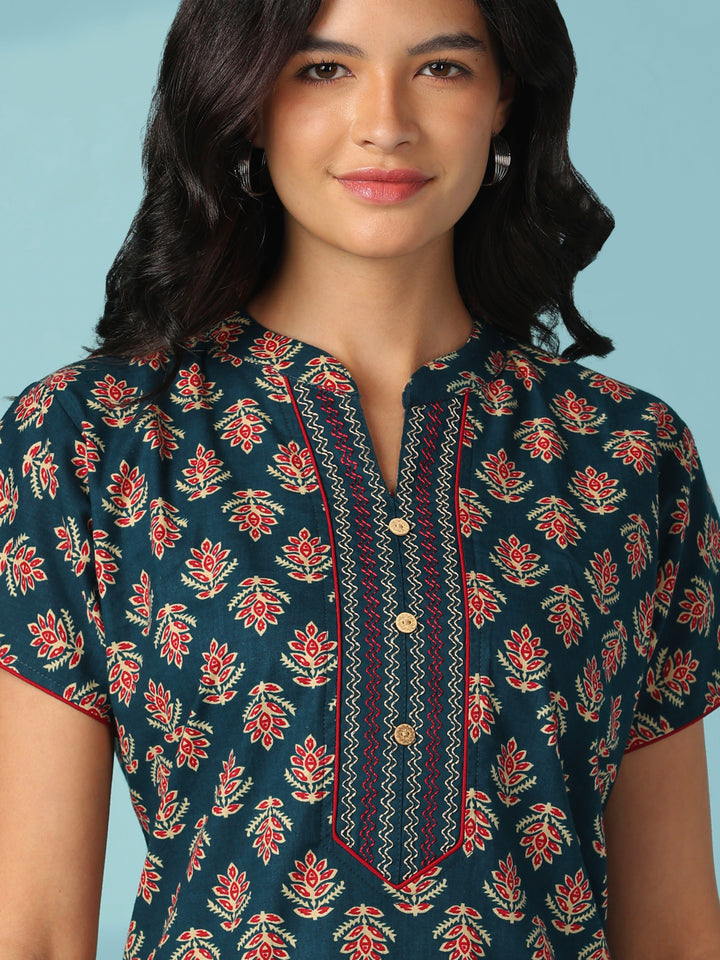 Embroidered pure cotton designer night dress for women