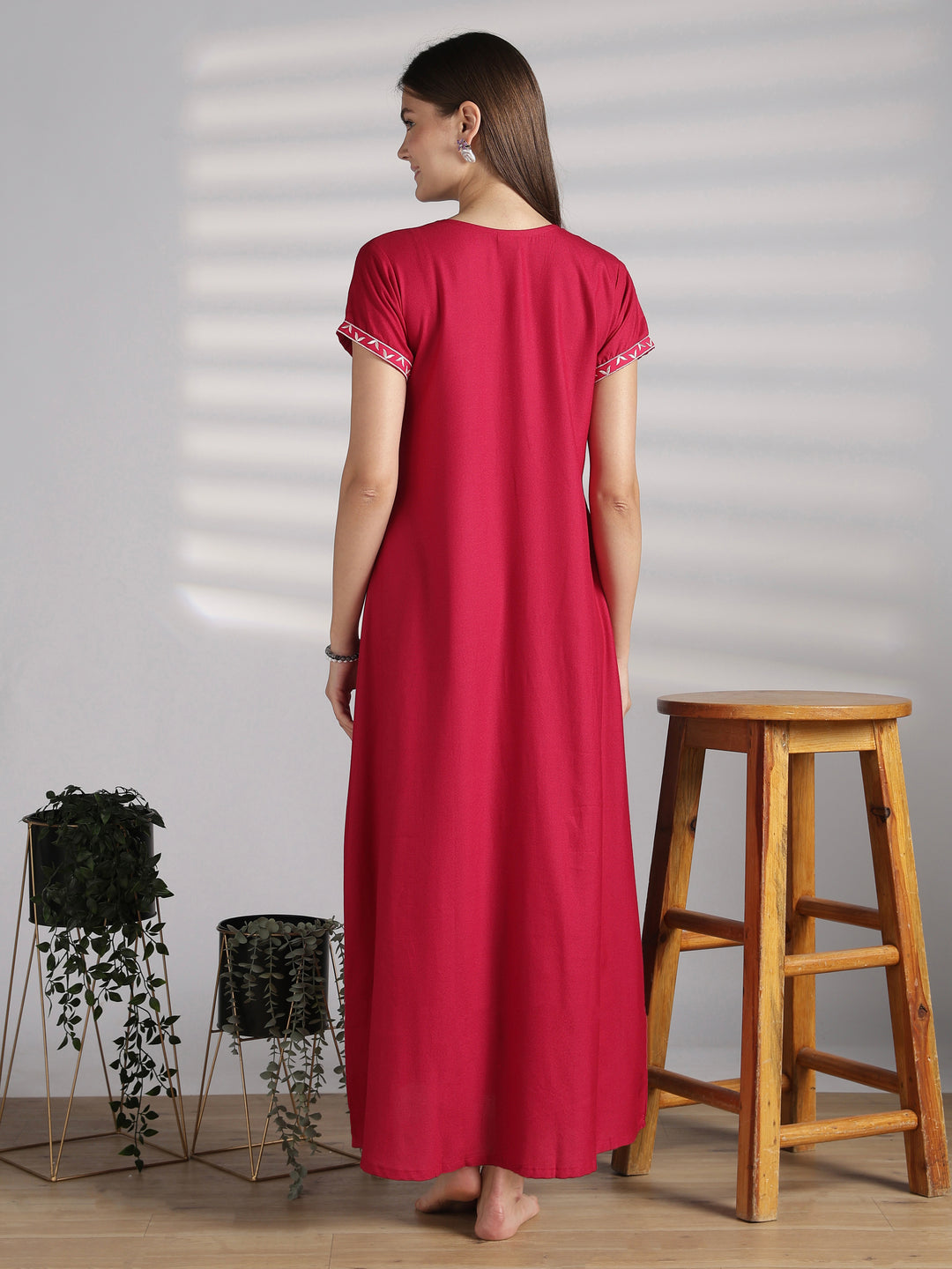 Alpine nighty for women with embroidery round neck online