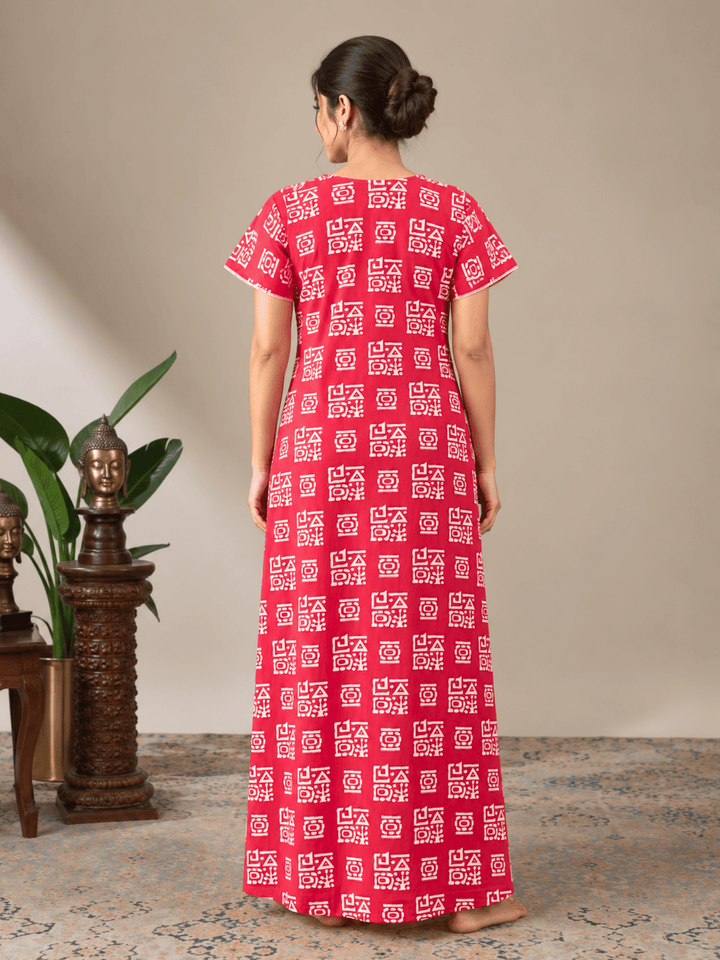 Pure cotton embroidered kaftan nighty for women online