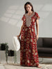 Rust Floral Cotton Nighty for Women Elegant Embroidered Comfort