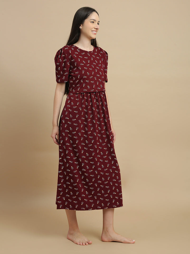Berry hearts maternity and feeding nighty for women