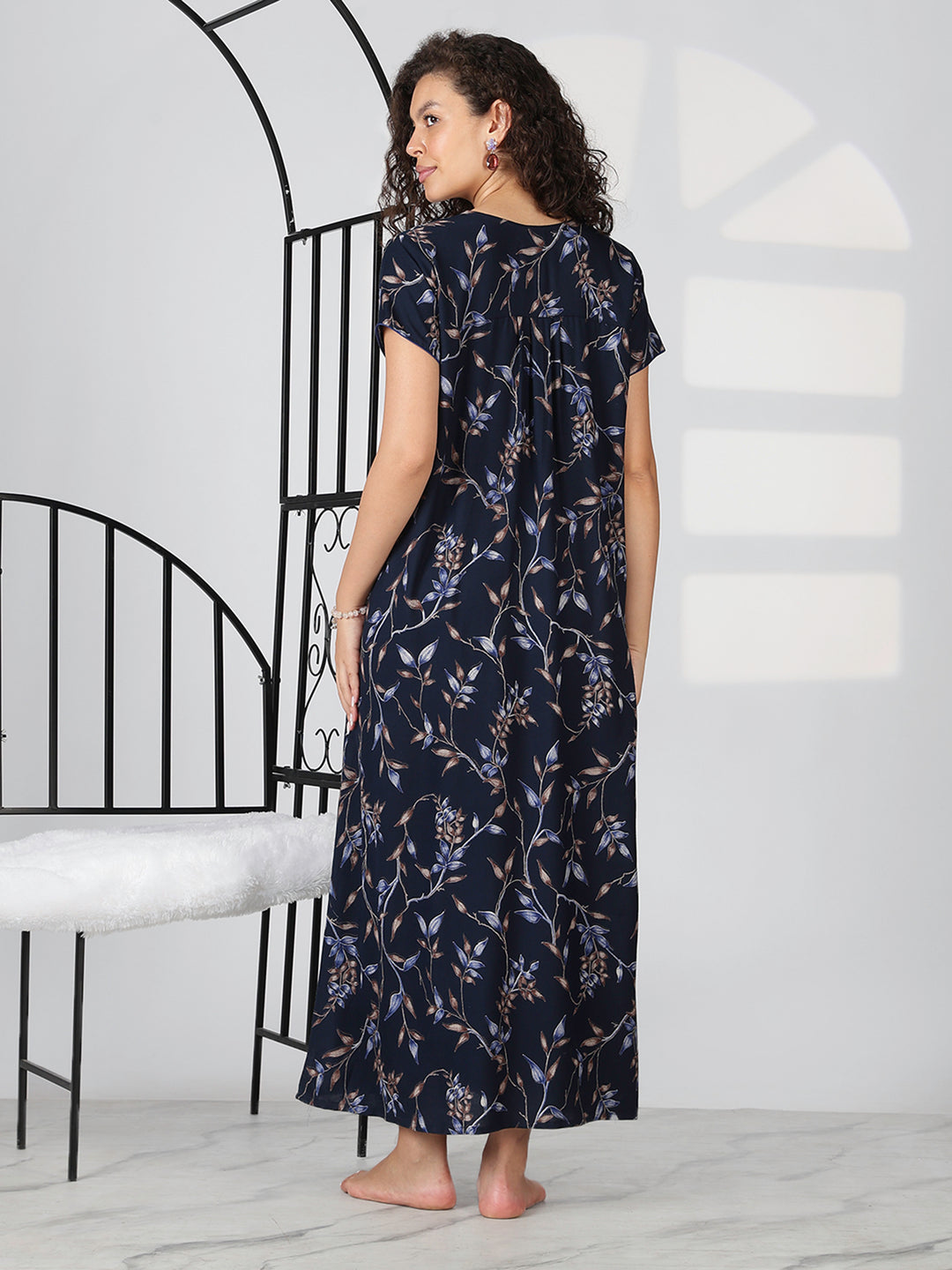 Sapphire blue latest nighty for women In alpine fabric