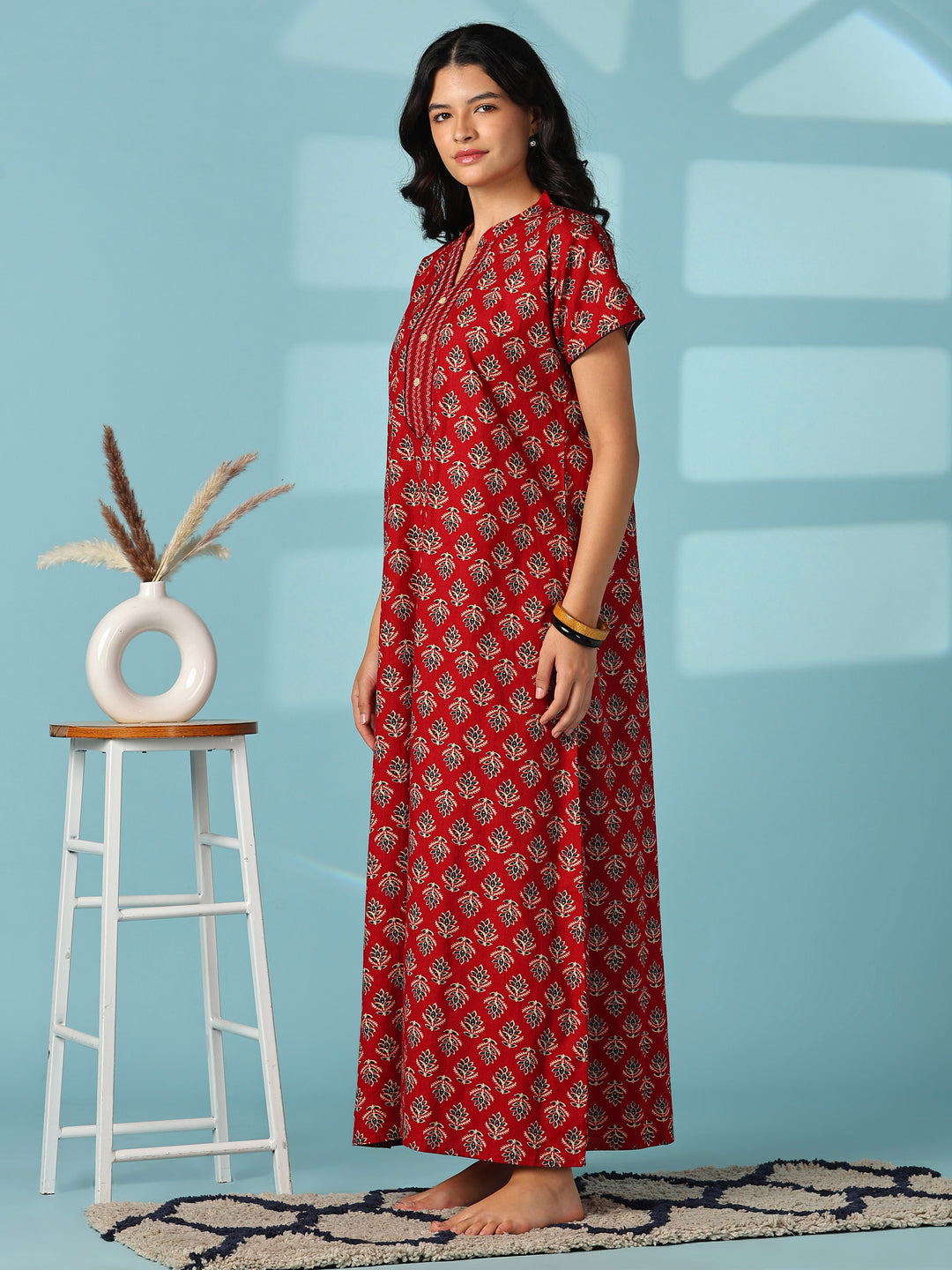 Pure cotton floral buti designer nighty for women online