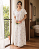 Meadow Peach Floral Crush Cotton Nighty for Women Breathable