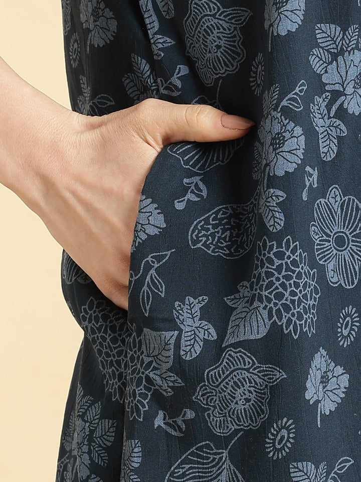 Crush cotton floral teal best nighty for women in summer