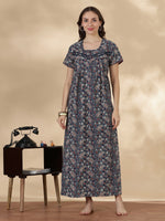 Paisley Indigo Cotton Nighty for Women Soft Comfortable Nightwear