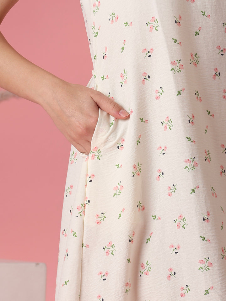 Pastel yellow floral crush cotton short nighty for women