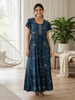 Floret Teal Alpine Designer Nighty for Women with Frock Fit