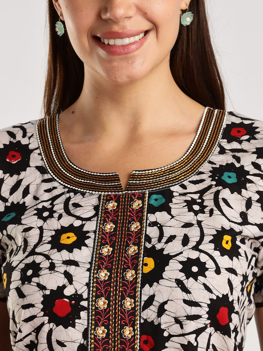 Batik print pure cotton nighty for women