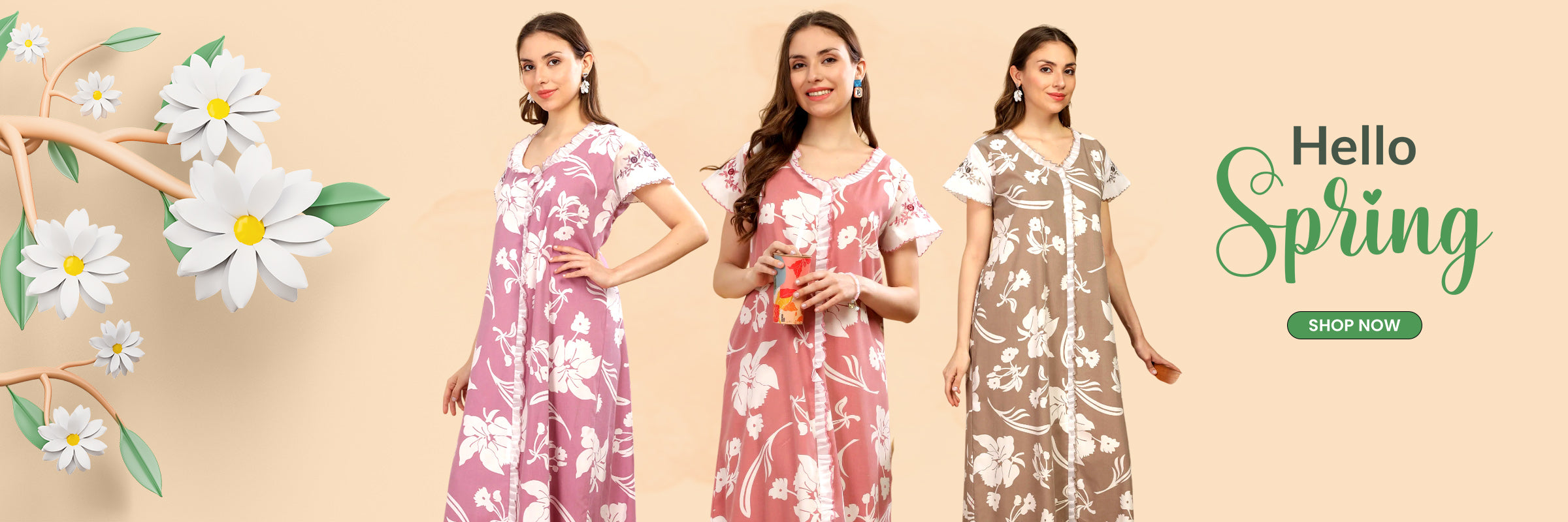 featuring floral cotton nighties in soft pastel shades for women’s lounge comfort