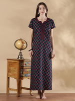 Pure Cotton Floral A Line Nighty for Women Classic Fit