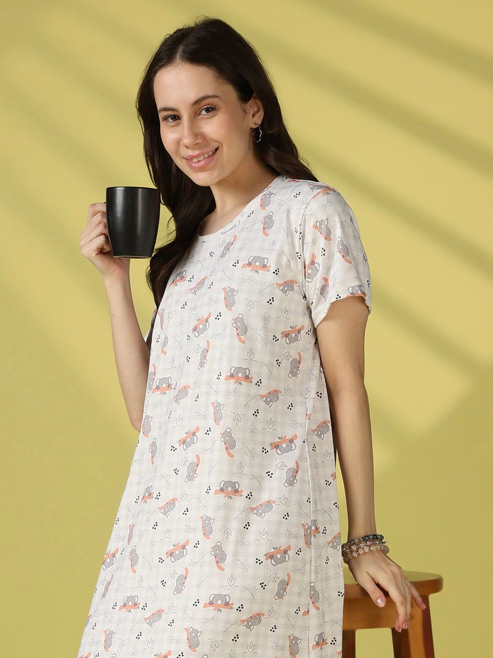Koala print short nighty dress for women online