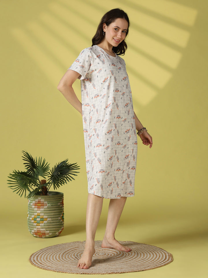 Koala print short nighty dress for women online
