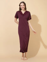 Malai Modal Lace Neck Designer Nighty for Women Elegant A Line