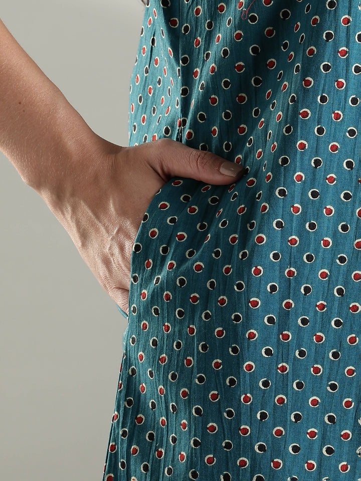 100% pure cotton embroidery nighty for women in teal