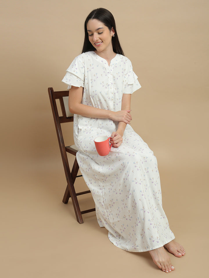 Trendy bamboo nighty for women with floral print online