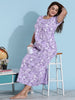 Lavender Pleated Nighty Dress in Pure Cotton with Pockets