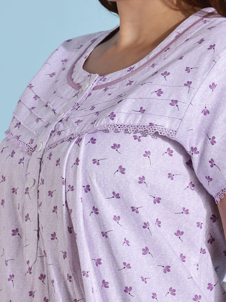 Light Purple Branded Pure Cotton Nighty for Women 