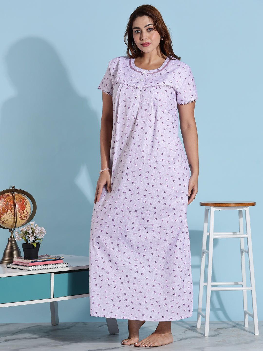 Light Purple Branded Pure Cotton Nighty for Women 