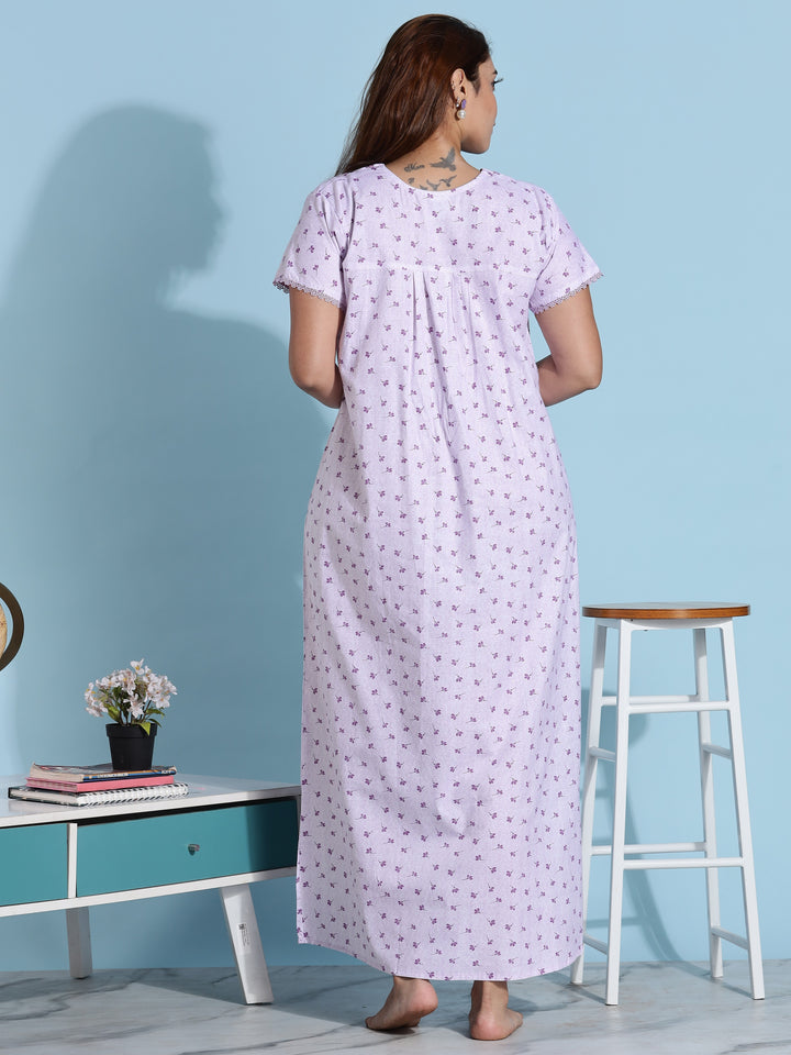 Light Purple Branded Pure Cotton Nighty for Women 